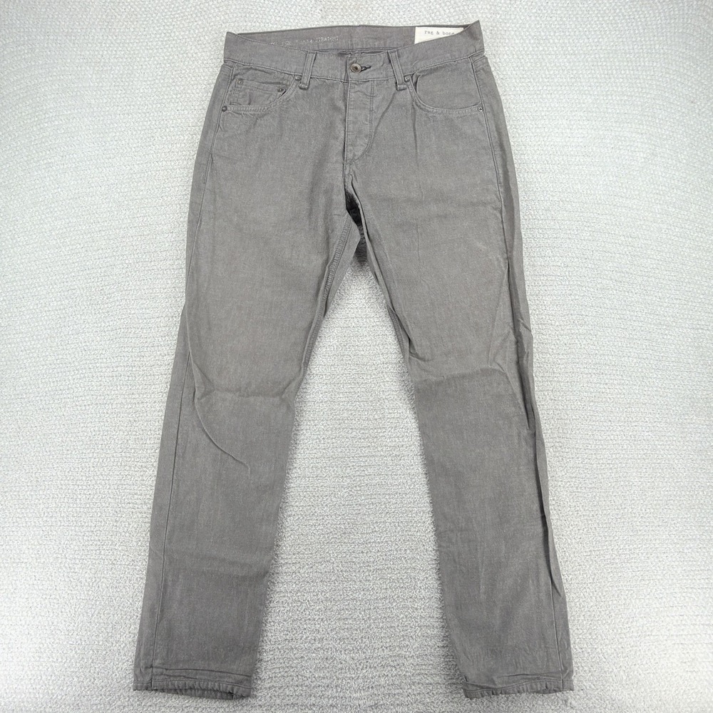 Rag & Bone RB 15X Jeans Mens 31 Gray Chambray Slim Straight Made In USA Workwear